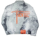 A-COLD-WALL* Men's Grey Acid Wash Denim Jacket – Orange ACW Graphic, Size 48