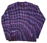Just Cavalli Men's Purple & Black Patterned Wool Blend Knit Jumper – Size M