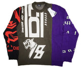 DIESEL K-Xavier Men's Graphic Knit Jumper – Multicolour Crew Neck Sweater Size M