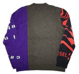 DIESEL K-Xavier Men's Graphic Knit Jumper – Multicolour Crew Neck Sweater Size M