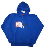 DIESEL S-ALBY Men’s Blue Logo Hoodie Sweatshirt Size S Pullover